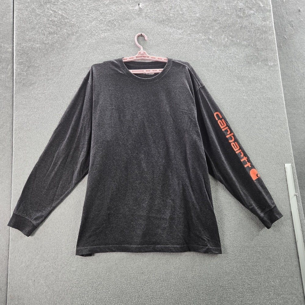 Carhartt Men Shirt 2XL Gray Sleeve Logo K231 Long Pocket Shirt Loose